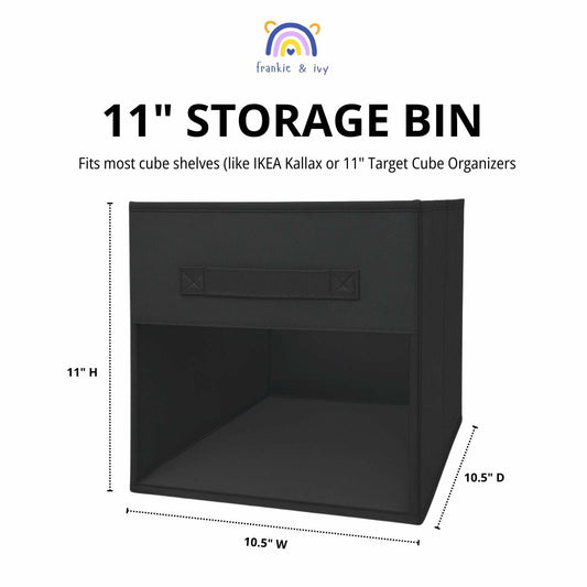 Frankie & Ivy 11 Inch Clear Front Storage Bins Gray 6 Pack Fabric