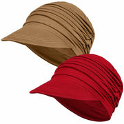 Wimnkuv Soft Bamboo Baseball Cap Women Chemo Hat Wine Red+Khaki One Size