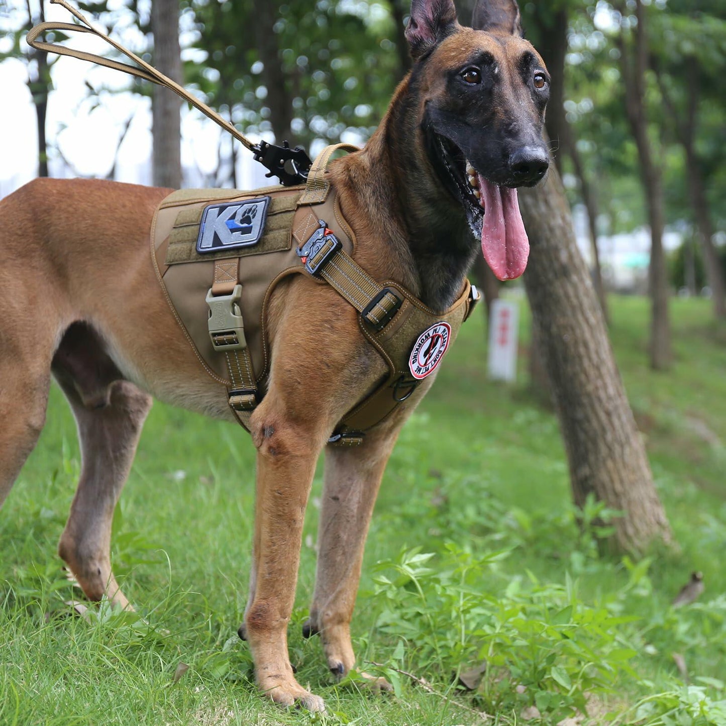 ICEFANG GN1 Reflective Tactical Dog Harness MOLLE Brown Pack of 1 Size XL