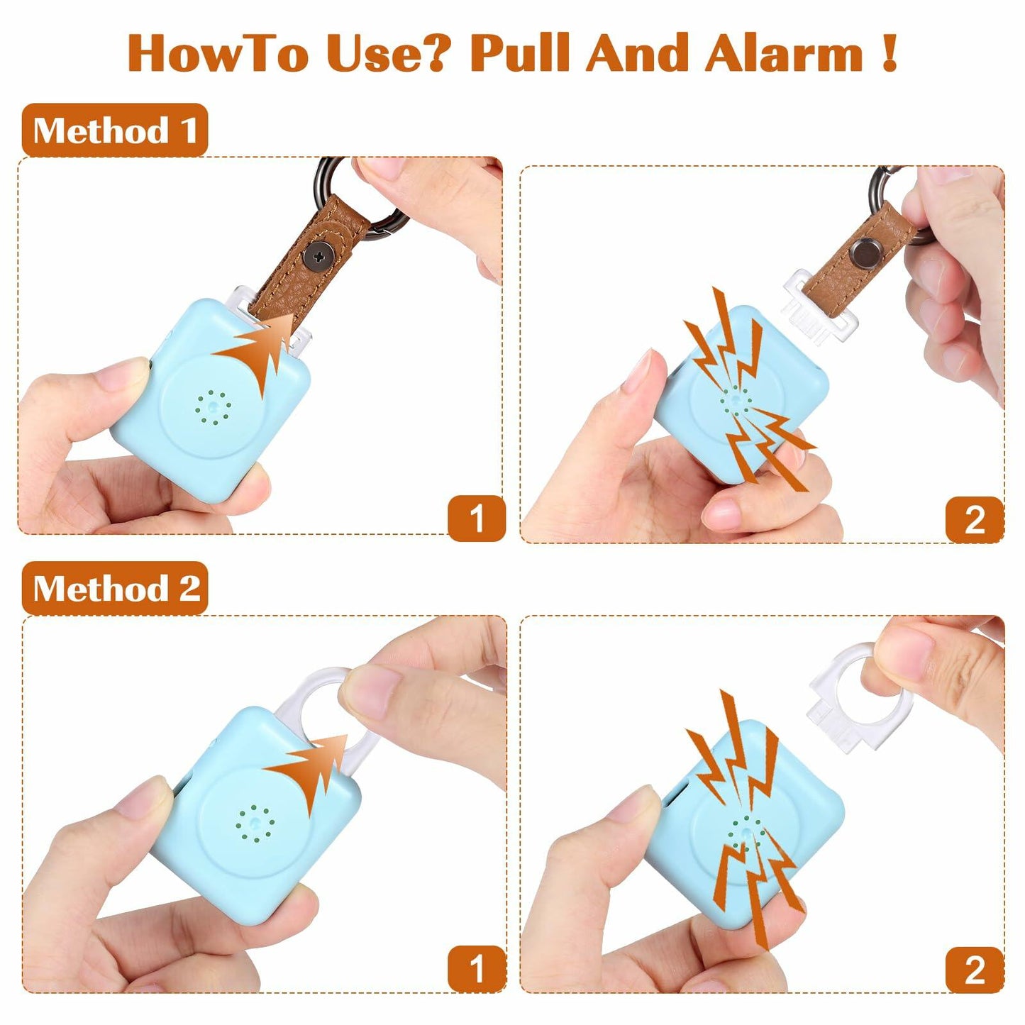 LE Sircut PA01 Leather Personal Alarm Keychain 130dB Rose Gold LED Flashlight