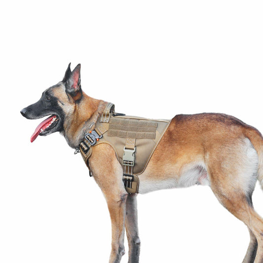 ICEFANG GN1 Reflective Tactical Dog Harness MOLLE Brown Pack of 1 Size XL