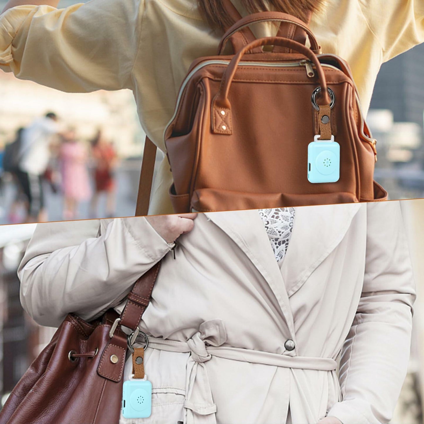 LE Sircut PA01 Leather Personal Alarm Keychain 130dB Rose Gold LED Flashlight