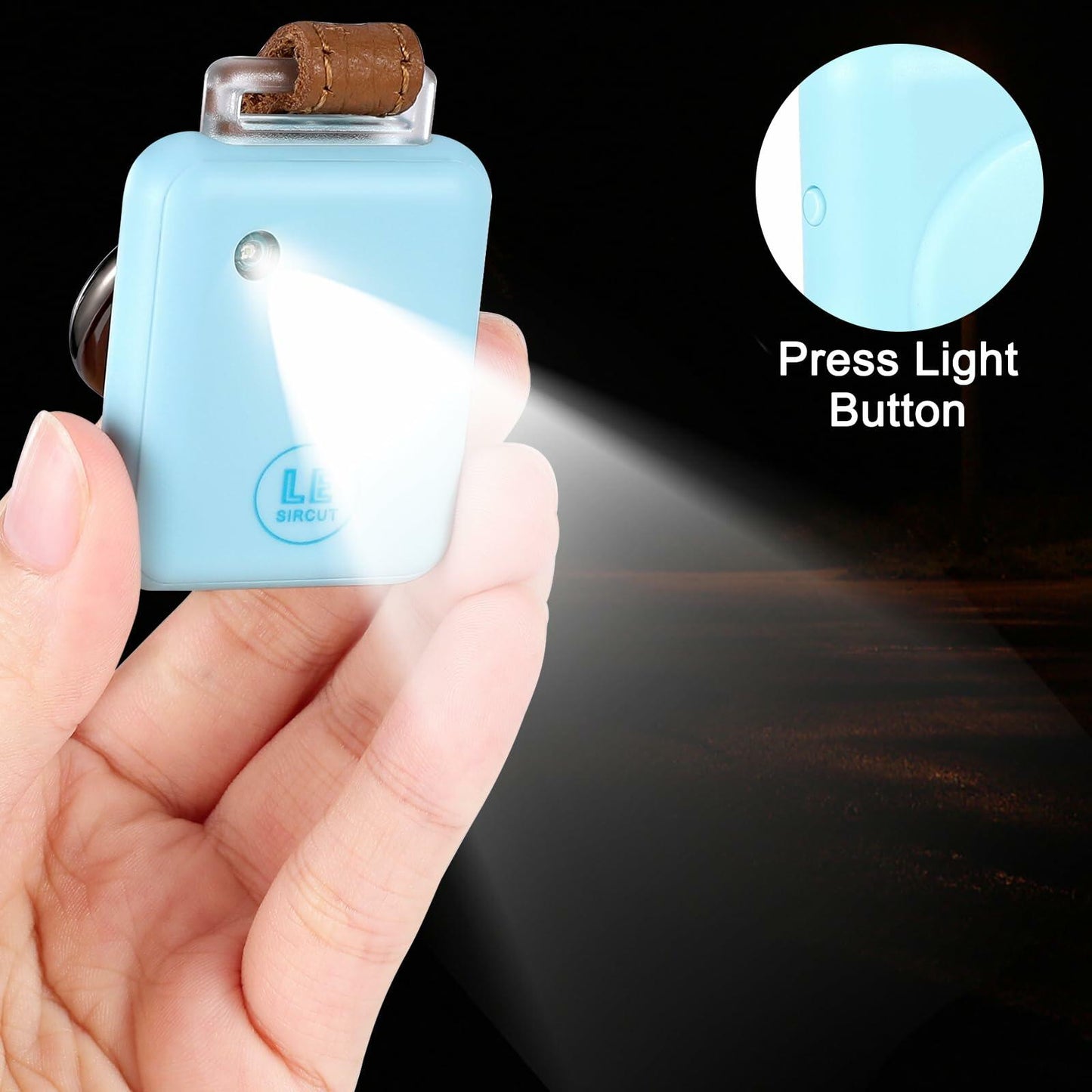 LE Sircut PA01 Leather Personal Alarm Keychain 130dB Rose Gold LED Flashlight