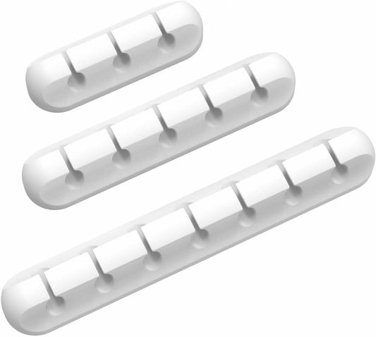 INCHOR Cord Organizer White Silicone 3-Pack Cable Clips (7,5,3 Slots)
