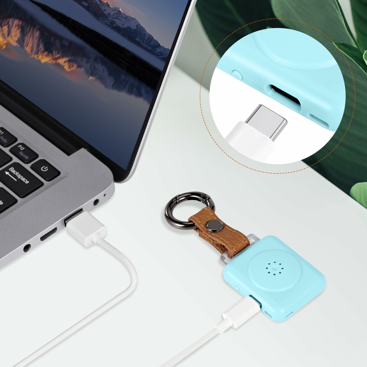 LE Sircut PA01 Leather Personal Alarm Keychain 130dB Rose Gold LED Flashlight