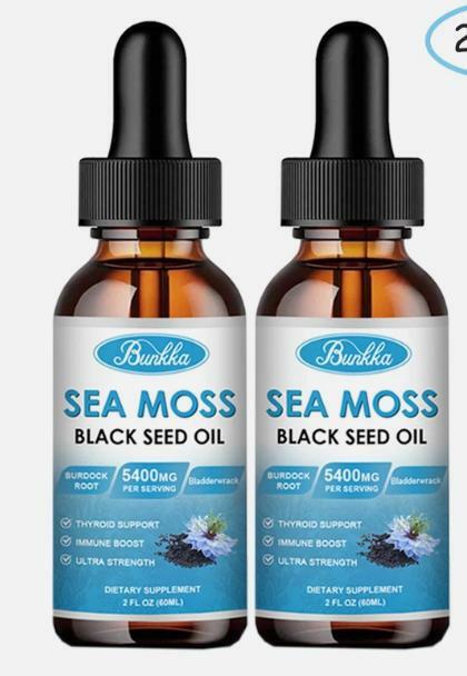 Bunkka Sea Moss Black Seed Oil Drops with Burdock Root & Vitamins 2 Pack 03/2026