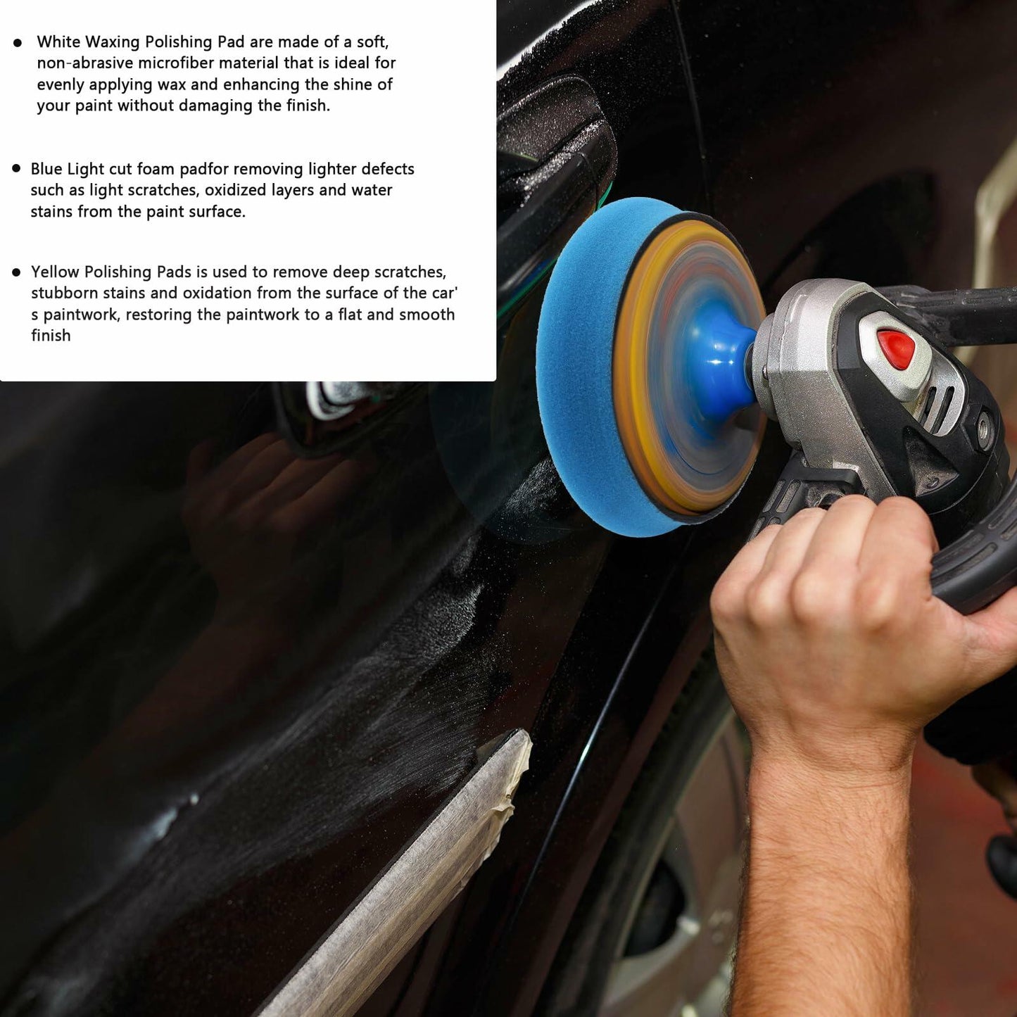 GGTE Light Cut Polishing Pad 6" Face 5" Backing 2Pcs Blue 2-Pack