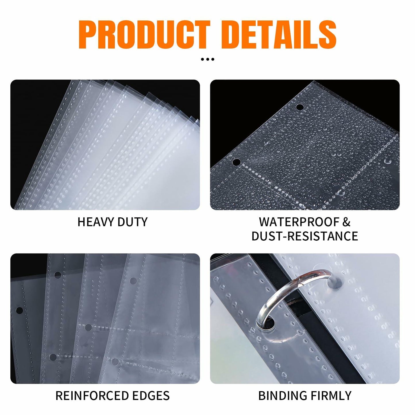 HUAFENGSH 4 Pocket Card Sleeves A5 3 Ring Binder 2.5x3.5 Inch 100 Pack