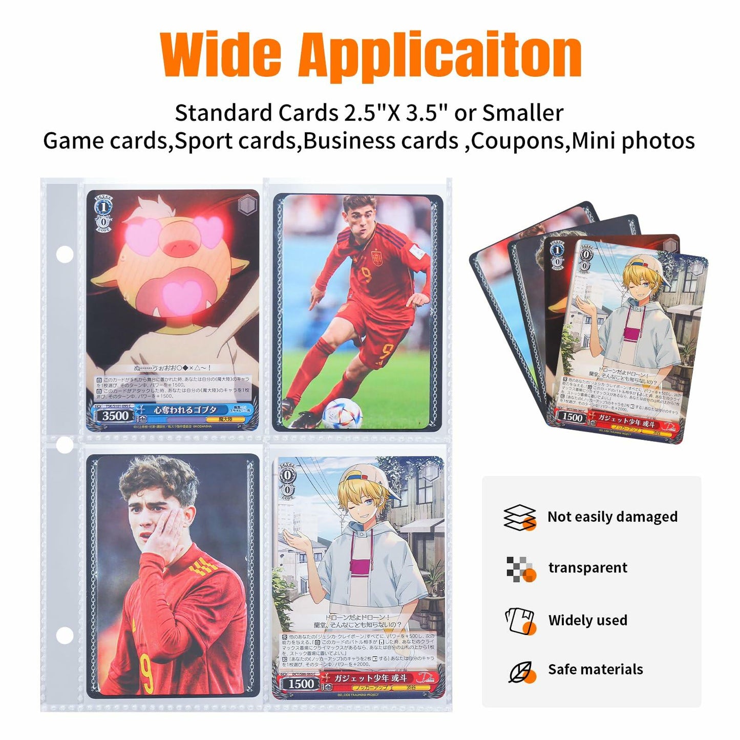 HUAFENGSH 4 Pocket Card Sleeves A5 3 Ring Binder 2.5x3.5 Inch 100 Pack