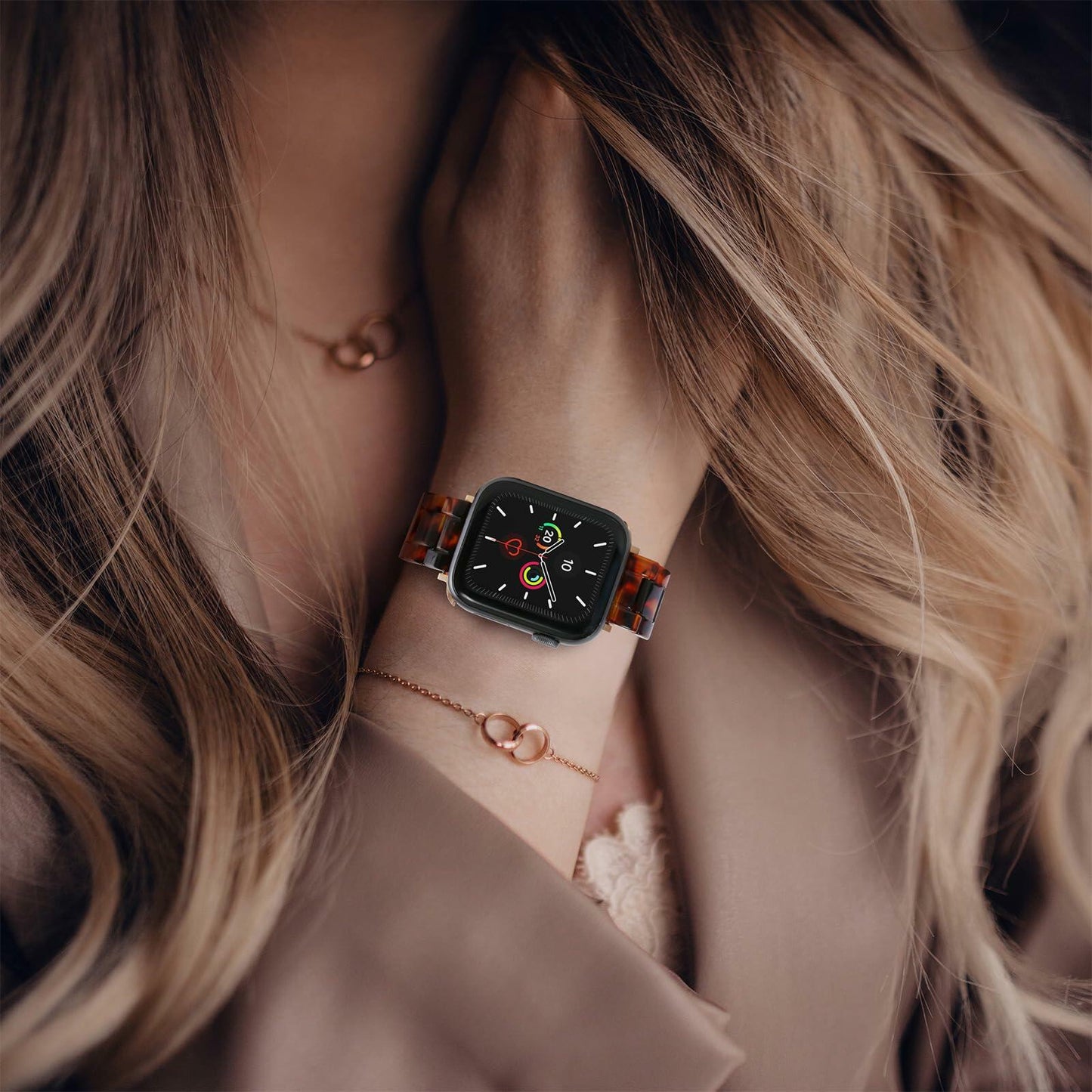 MAIRUI Resin Watch Band Compatible Apple Watch 38-41mm Series 1-9 Amber