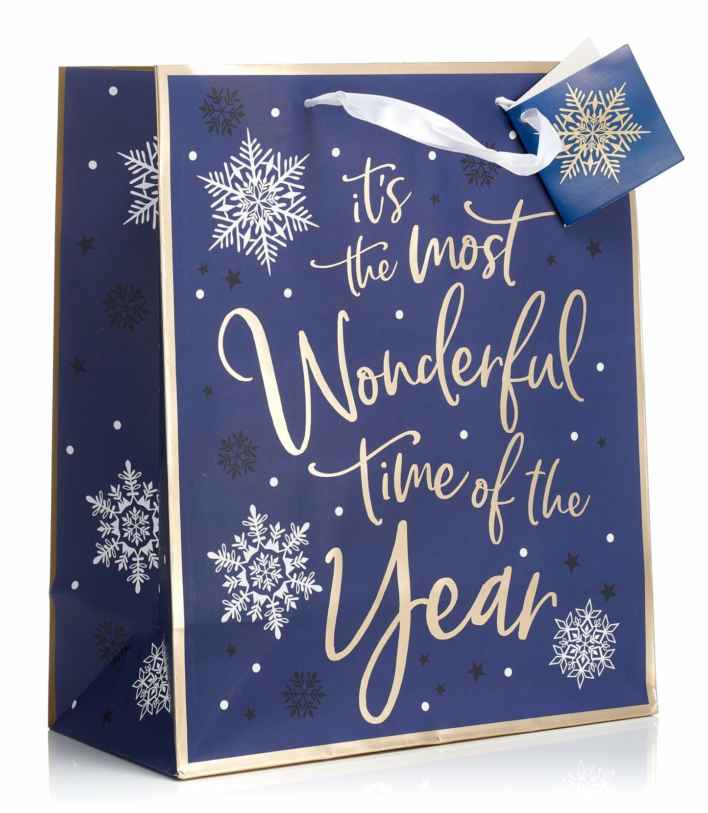 Fifth Ave Kraft Christmas Bags Large 12x10x5 Joy Pack of 12 Holiday Gift