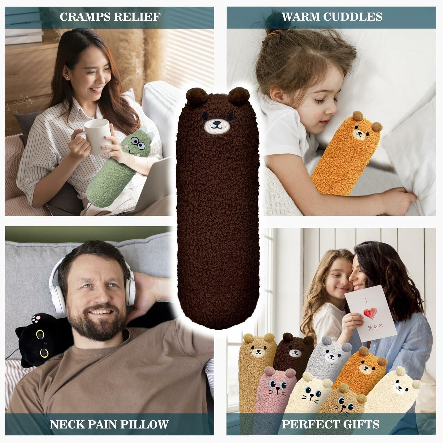 Crimmy USB Blue Bear Heating Pad for Period Cramps Pain Relief Car Travel