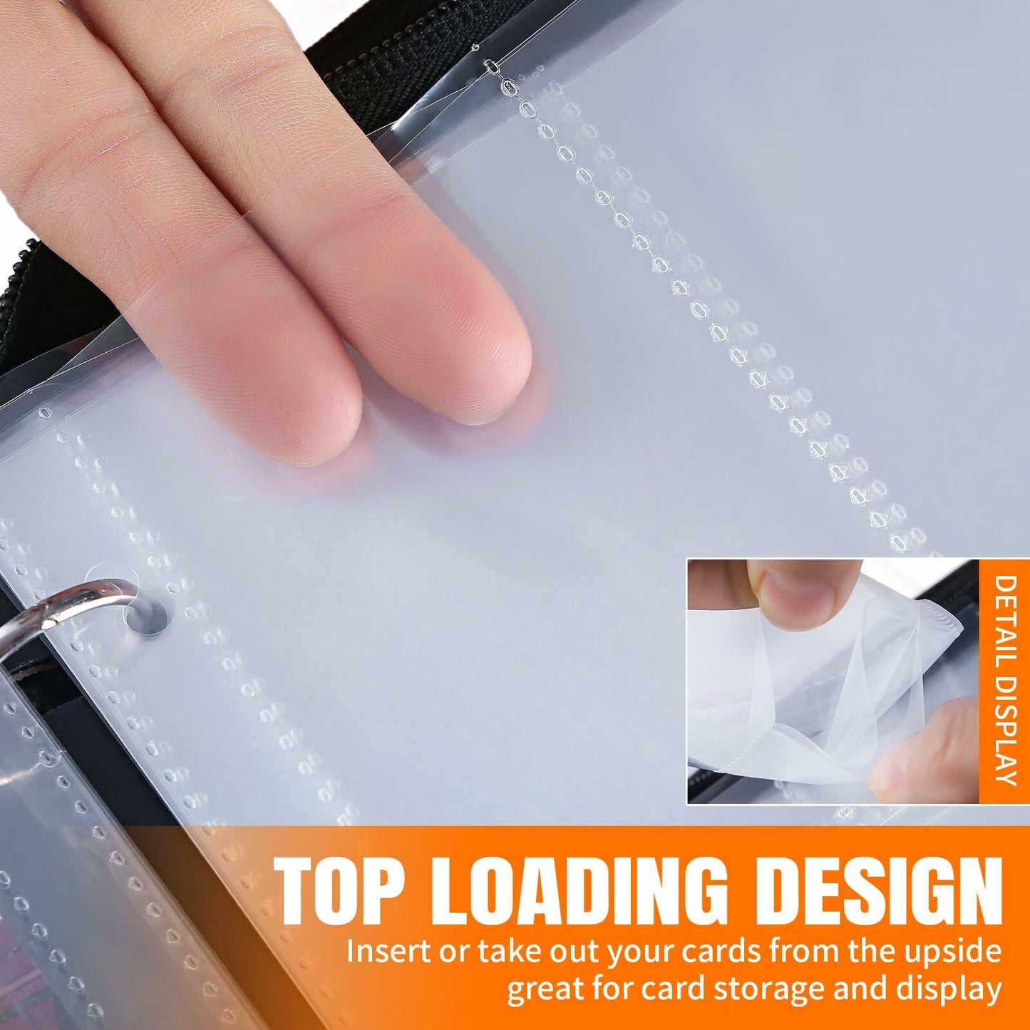 HUAFENGSH 4 Pocket Card Sleeves A5 3 Ring Binder 2.5x3.5 Inch 100 Pack