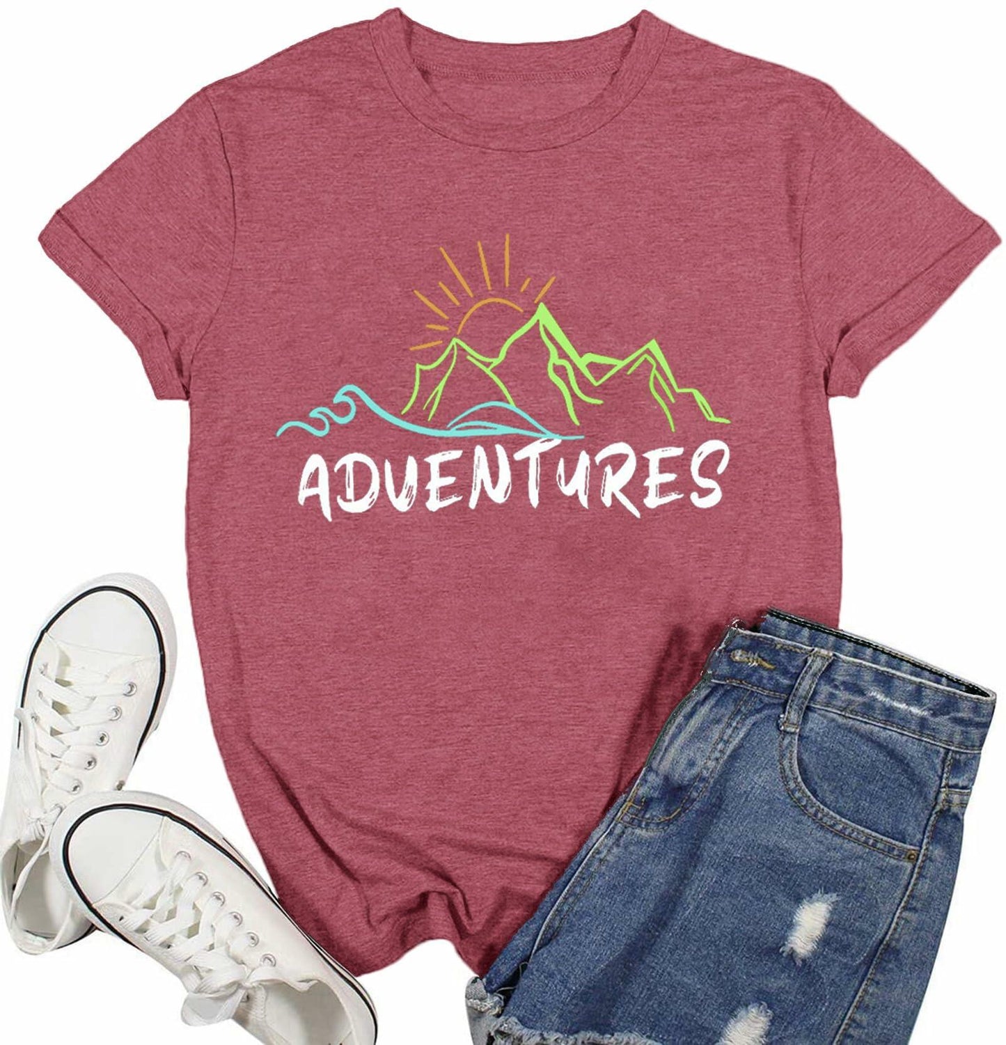 WIPXITK Womens Hawaii Sunshine Beach Heart Graphic Tee Pink Size XL