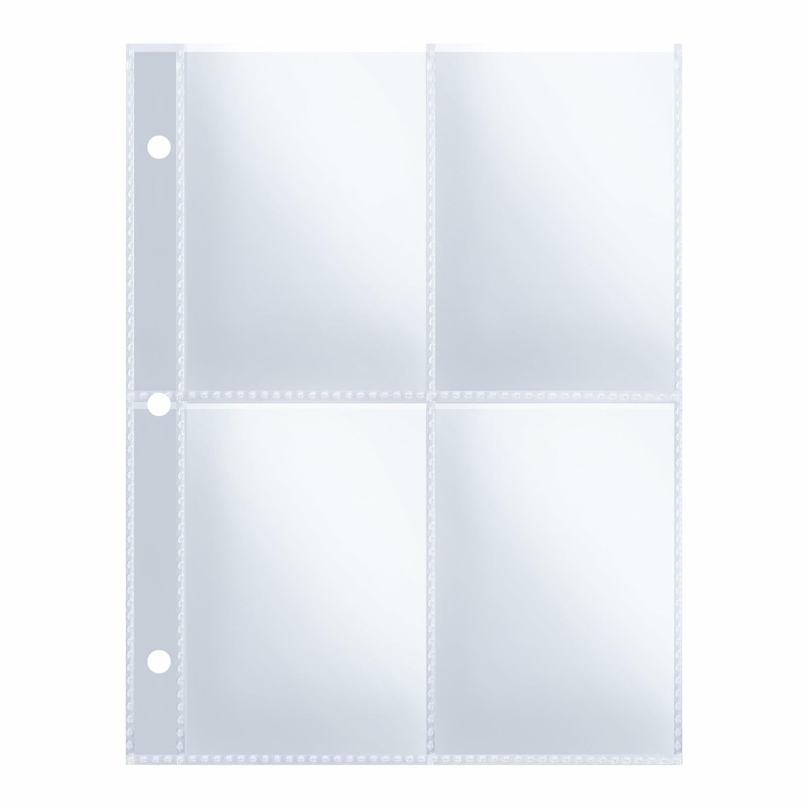 HUAFENGSH 4 Pocket Card Sleeves A5 3 Ring Binder 2.5x3.5 Inch 100 Pack