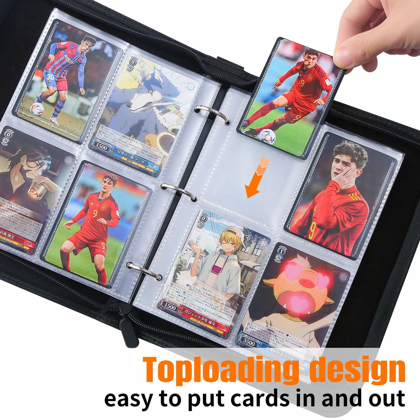 HUAFENGSH 4 Pocket Card Sleeves A5 3 Ring Binder 2.5x3.5 Inch 100 Pack