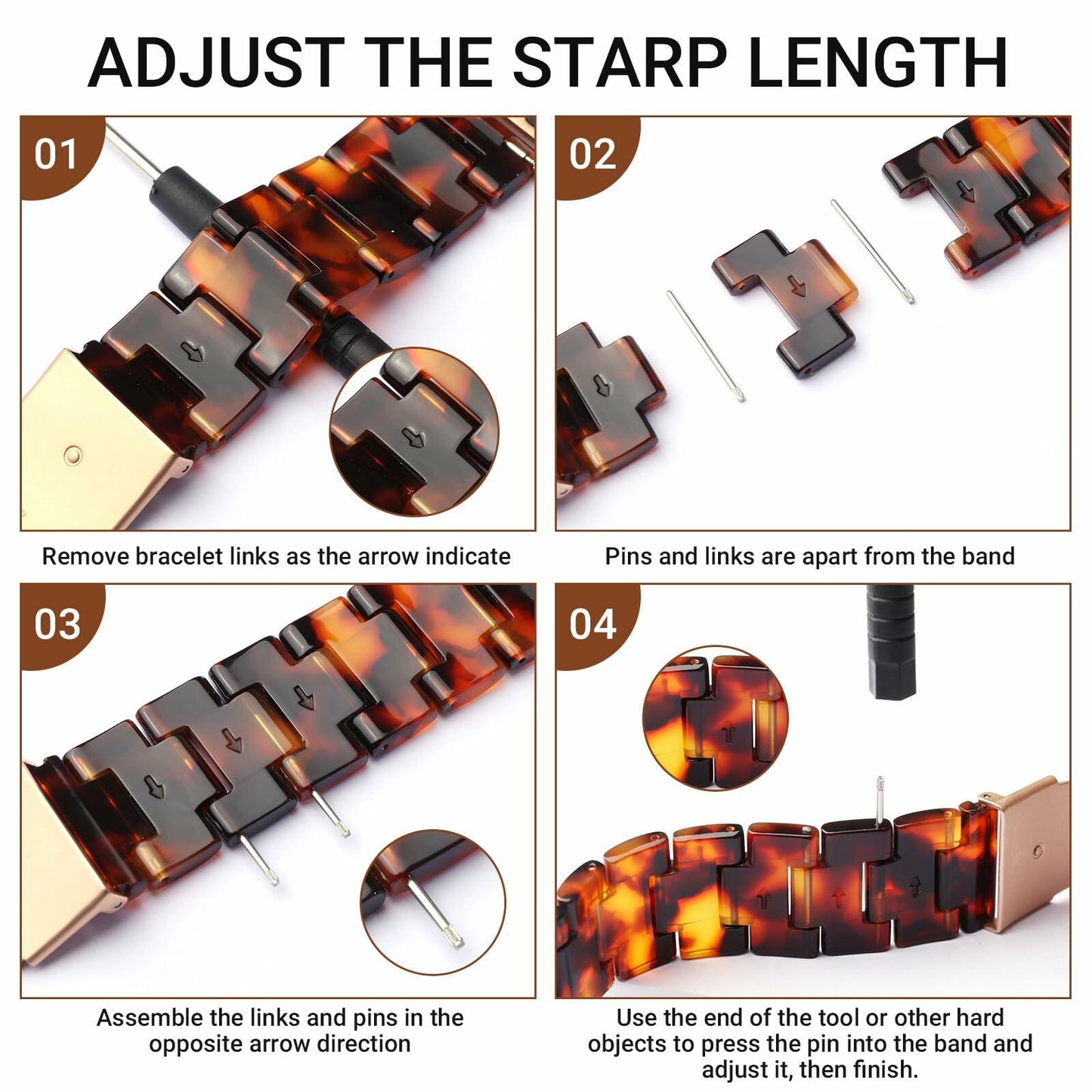 MAIRUI Resin Watch Band Compatible Apple Watch 38-41mm Series 1-9 Amber