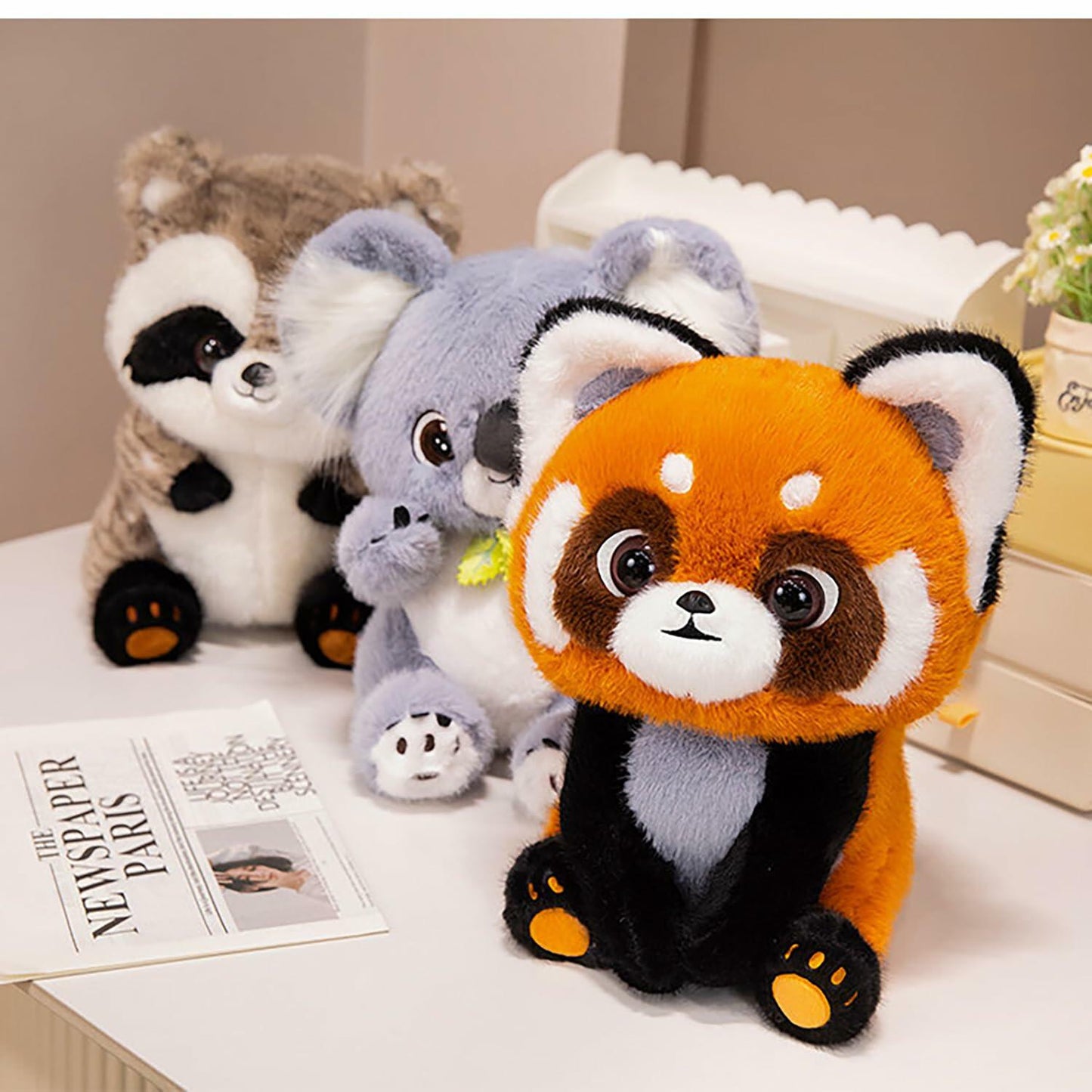 BIUBIULOVE Red Panda Stuffed Animal Plush Toy 10inch Raccoon Color