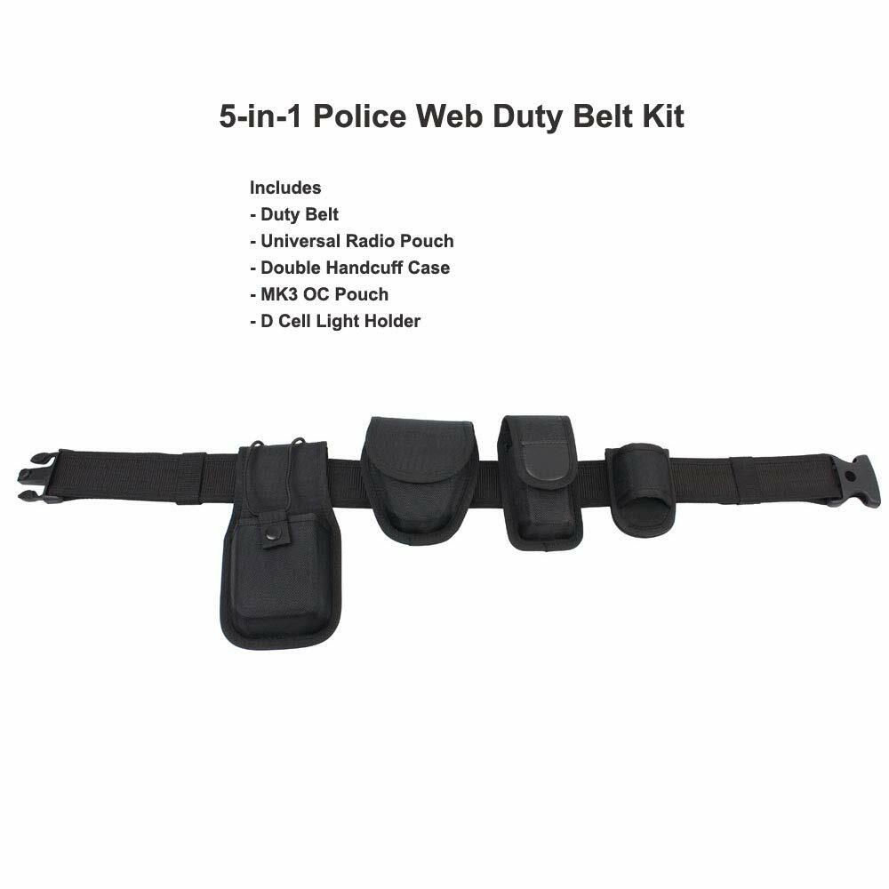 ROCOTACTICAL 5-in-1 Police Duty Web Belt Kit Black Medium 32-38"