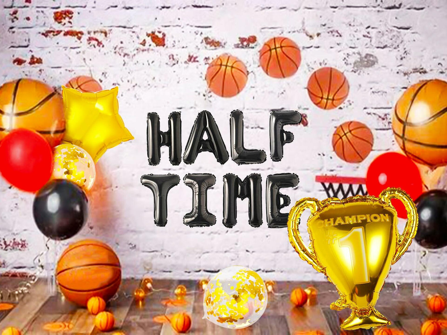 JeVenis Half Time Birthday Boy Basketball Balloons 1/2 Way to One