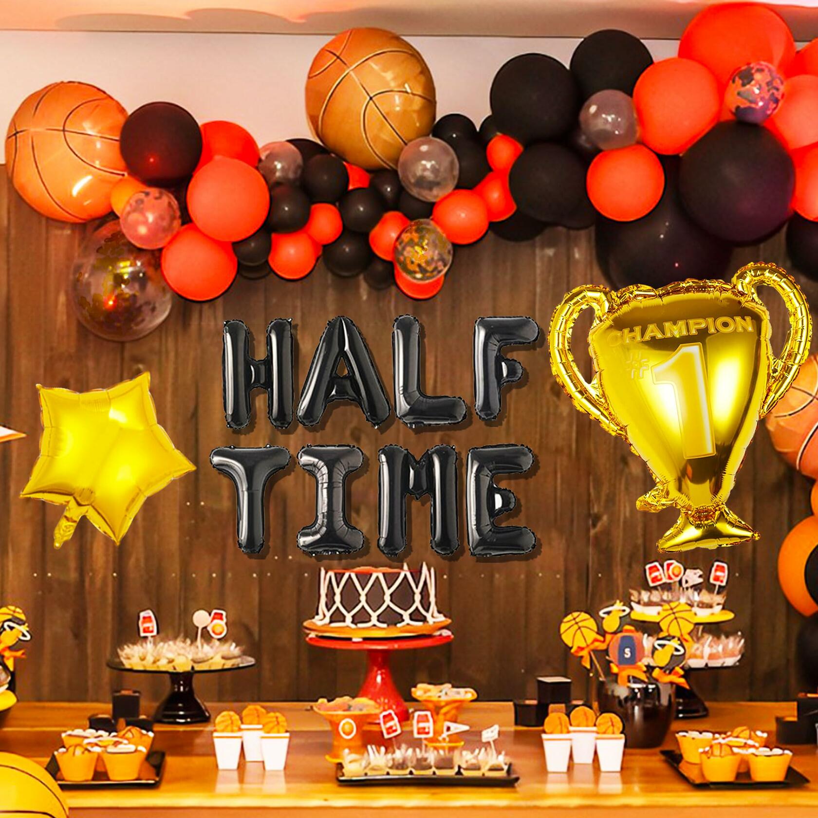 JeVenis Half Time Birthday Boy Basketball Balloons 1/2 Way to One