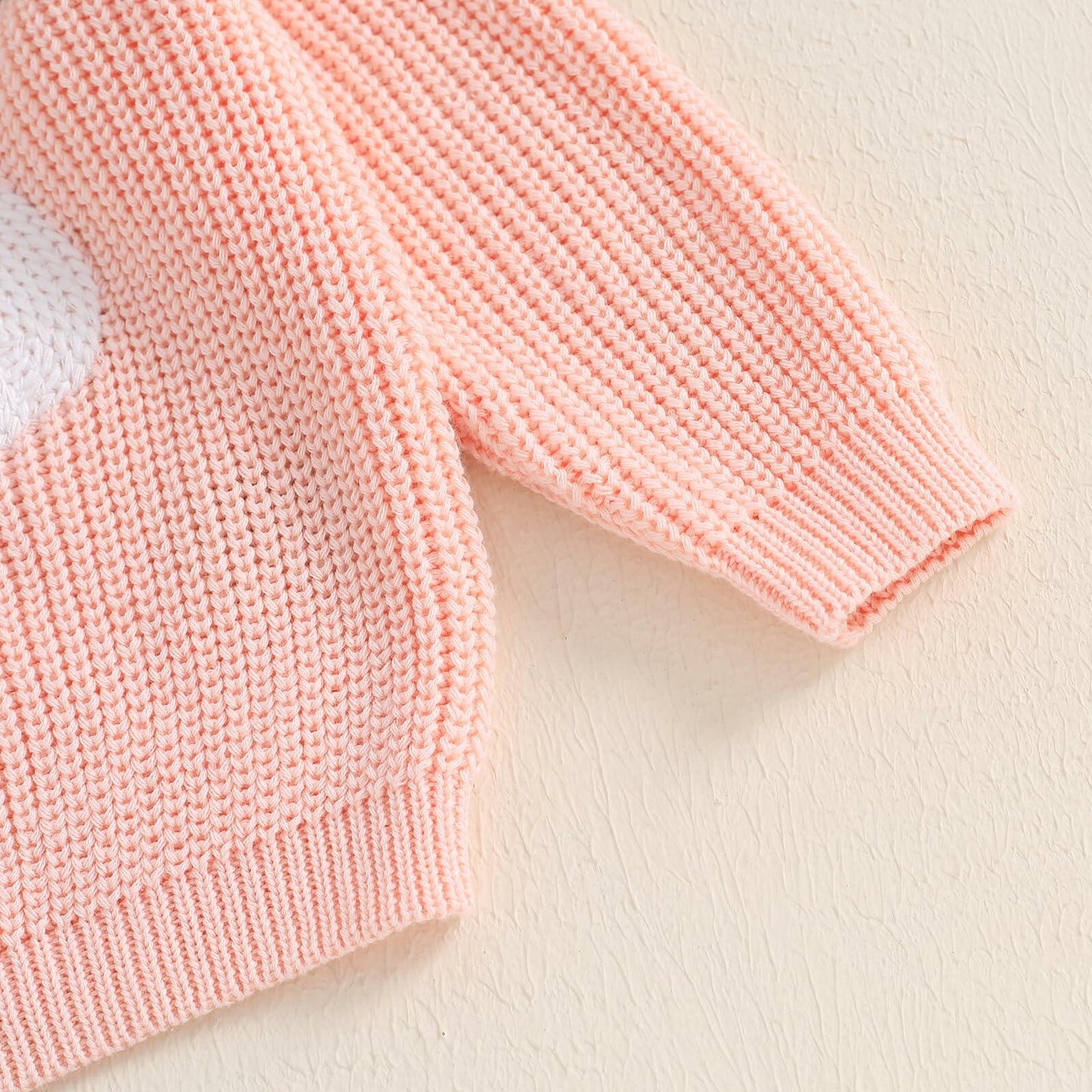 Adobabirl Baby Halloween Sweater Pumpkin Embroidery Knit Pullover Pink Size 6-9M