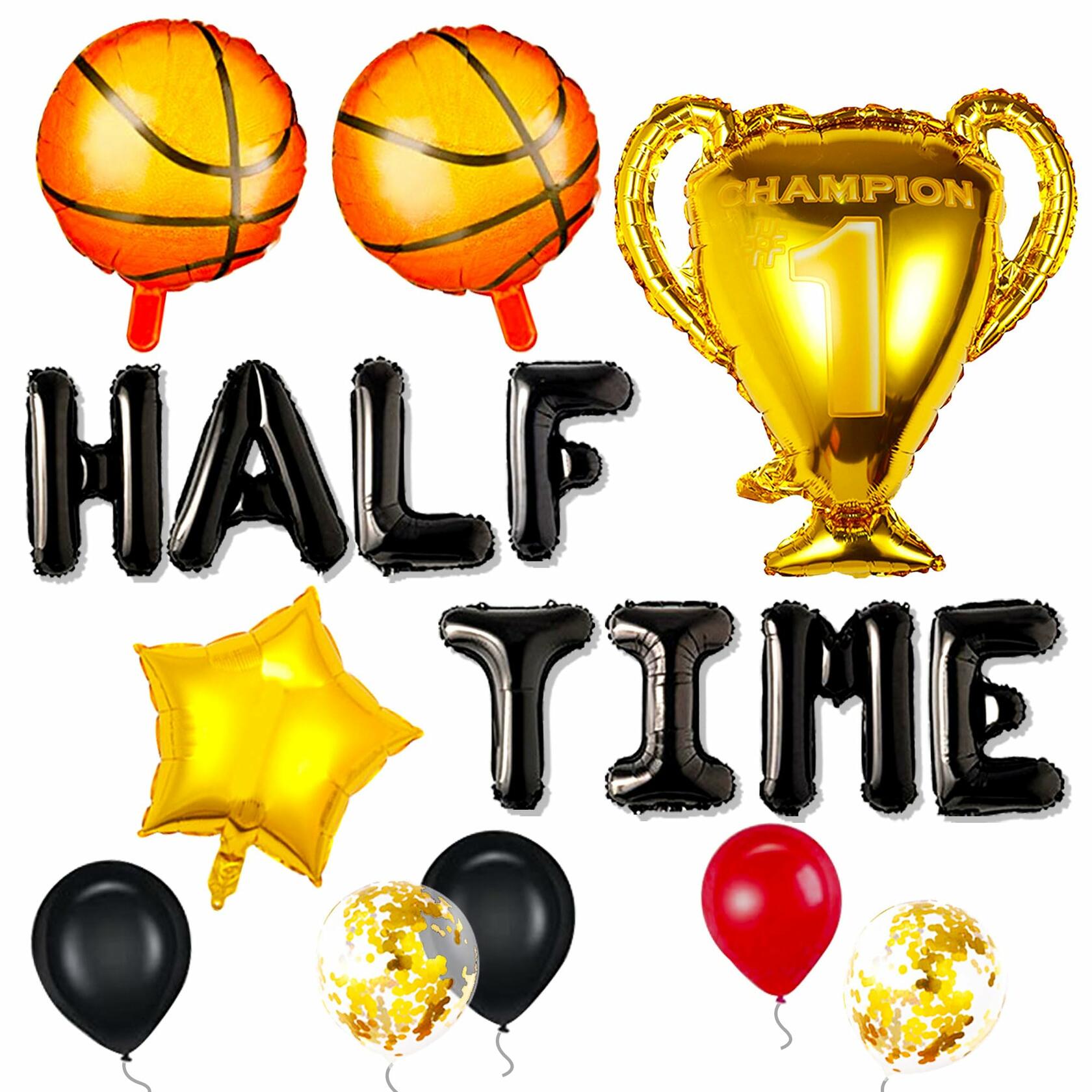 JeVenis Half Time Birthday Boy Basketball Balloons 1/2 Way to One