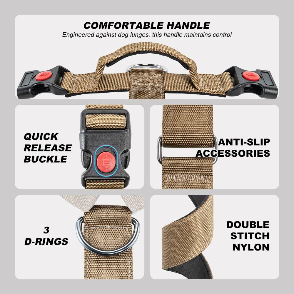 TSPRO Heavy Duty Tactical Dog Harness Adjustable Soft Handle Purple Size L