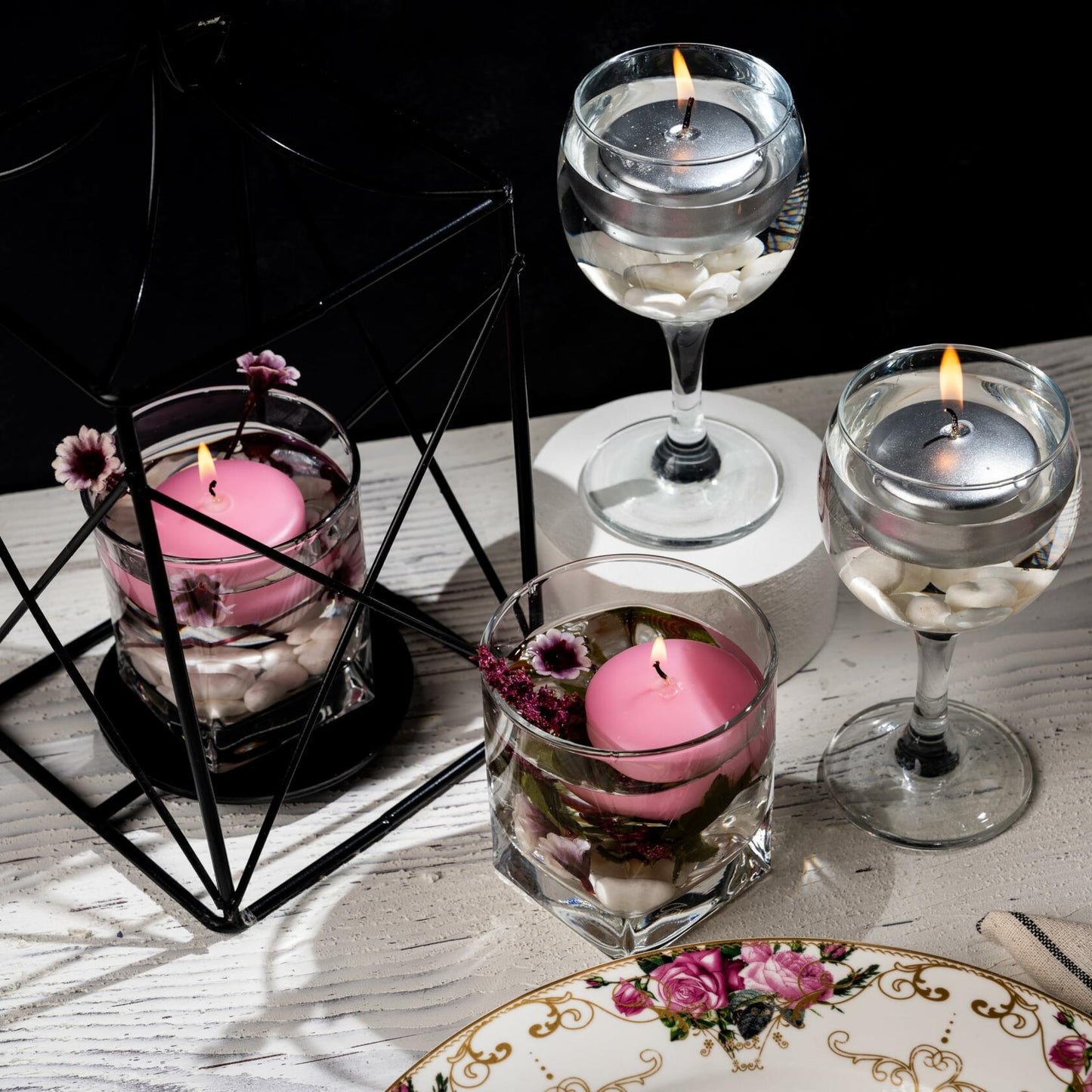 SECEL Floating Candles 2 Inch Paraffin Wax Cotton Wick Dripless 24 Pack