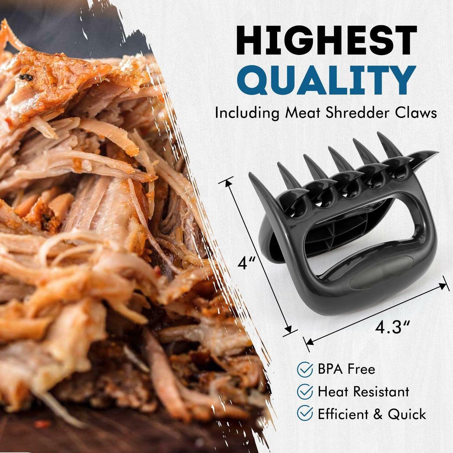 Glesalw Silicone Griddle Tool Mat & Meat Shredder Claws BBQ Set Orange