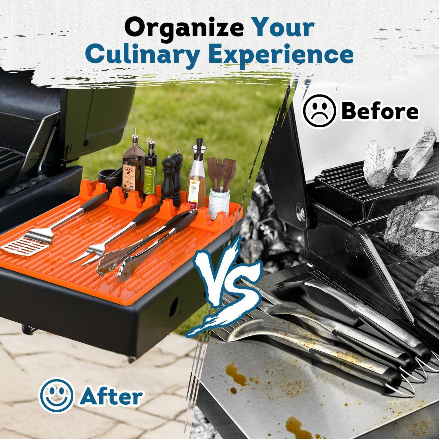 Glesalw Silicone Griddle Tool Mat & Meat Shredder Claws BBQ Set Orange