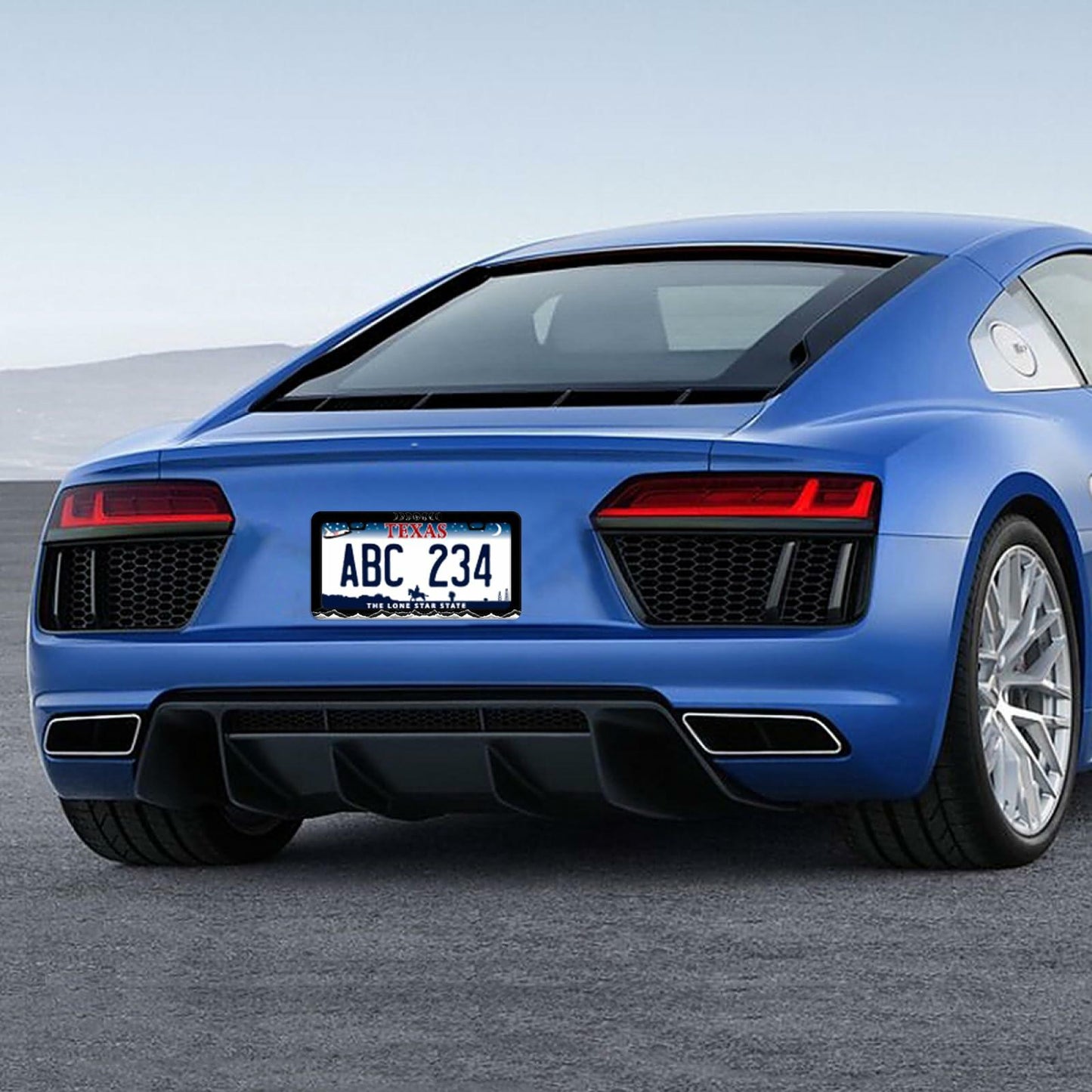 Moon Phase Mountain License Plate Frame Stainless Steel 12.2x6 Inches