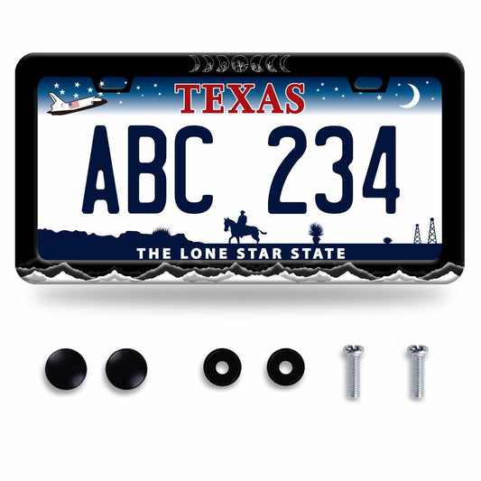 Moon Phase Mountain License Plate Frame Stainless Steel 12.2x6 Inches
