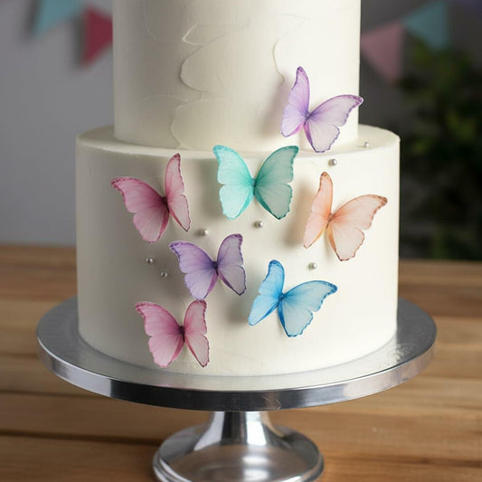 CHOCKACAKE Edible Butterflies Cake Toppers Set of 24 1.77in Multi-Color Paper