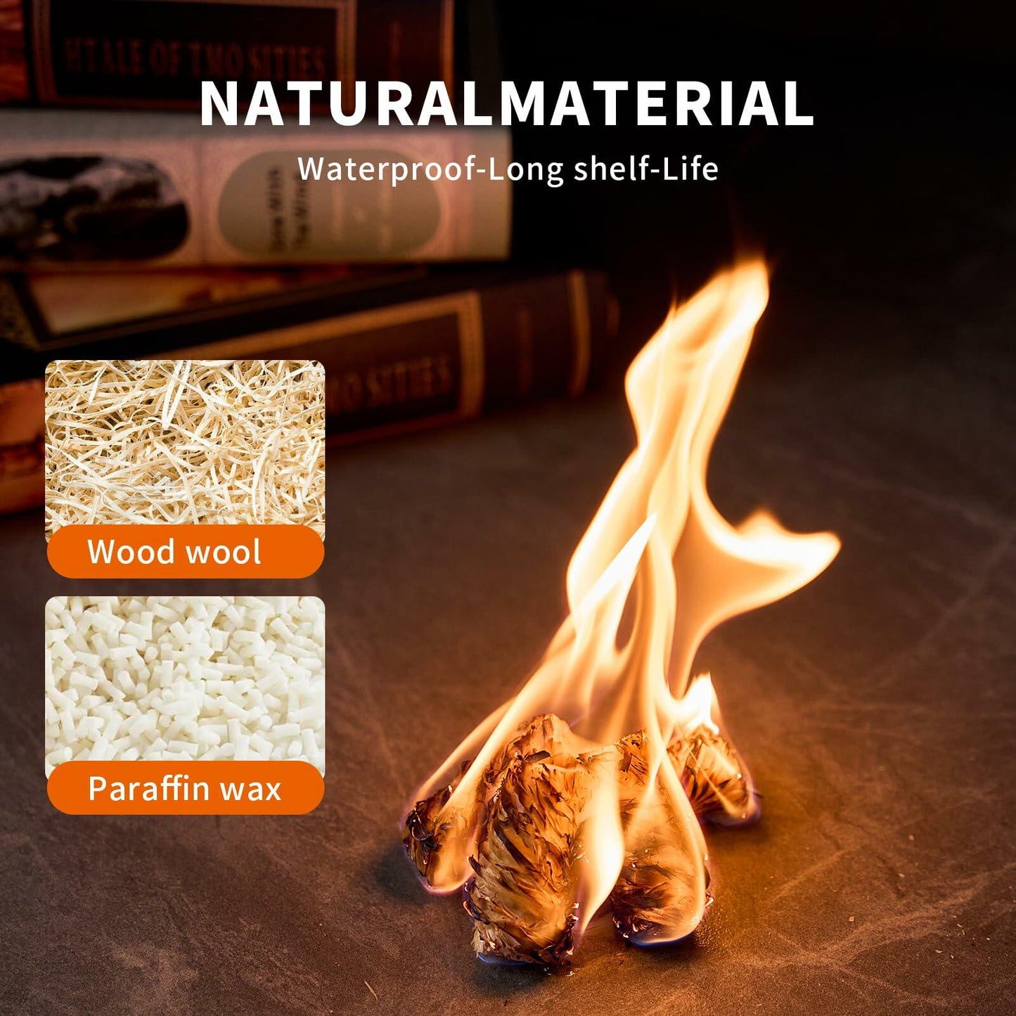 KACHUAN BEAR Fire Starter Sticks 65 pcs Yellow Water Resistant Odorless