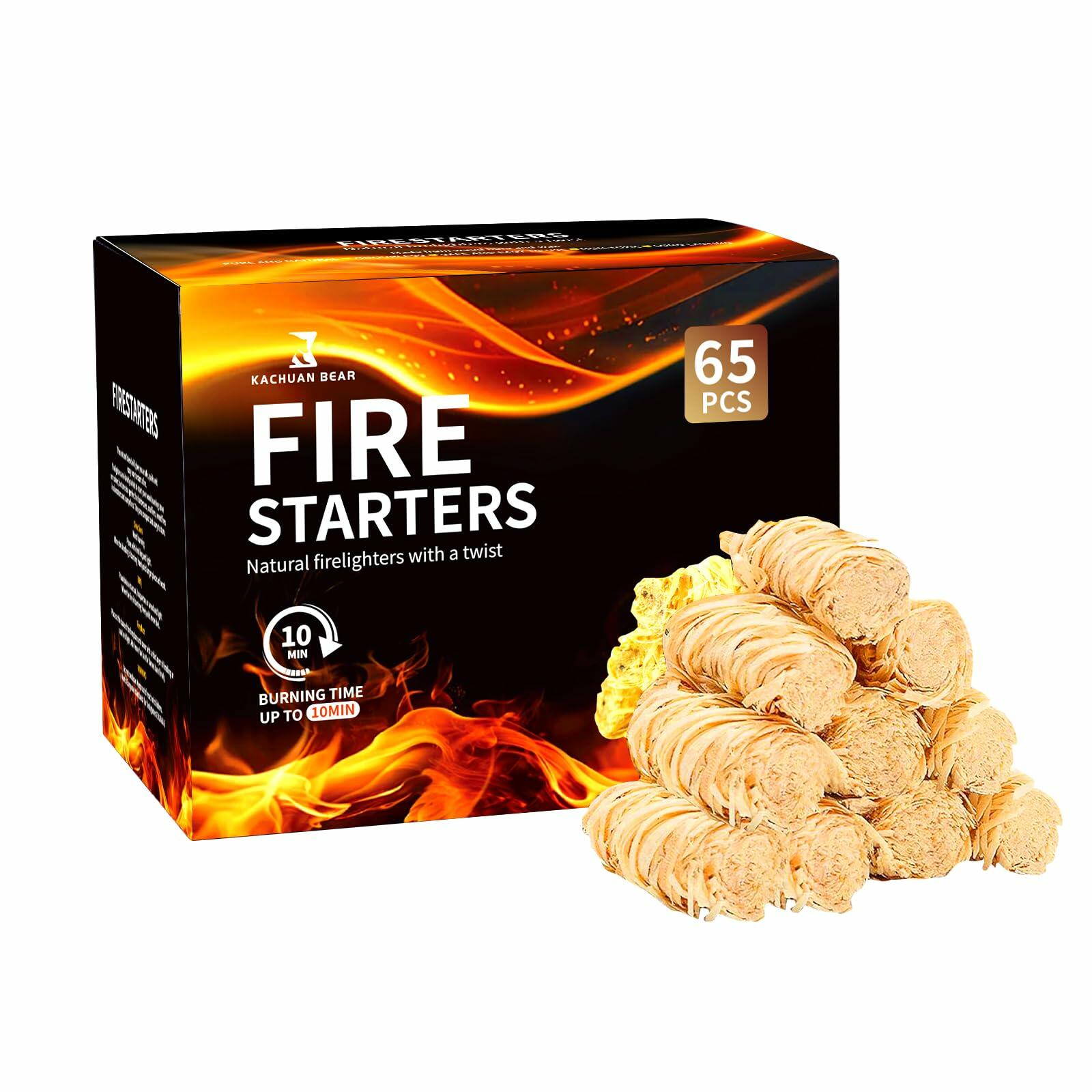 KACHUAN BEAR Fire Starter Sticks 65 pcs Yellow Water Resistant Odorless