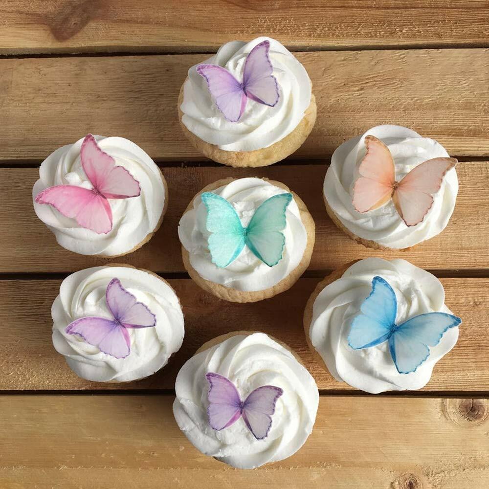CHOCKACAKE Edible Butterflies Cake Toppers Set of 24 1.77in Multi-Color Paper