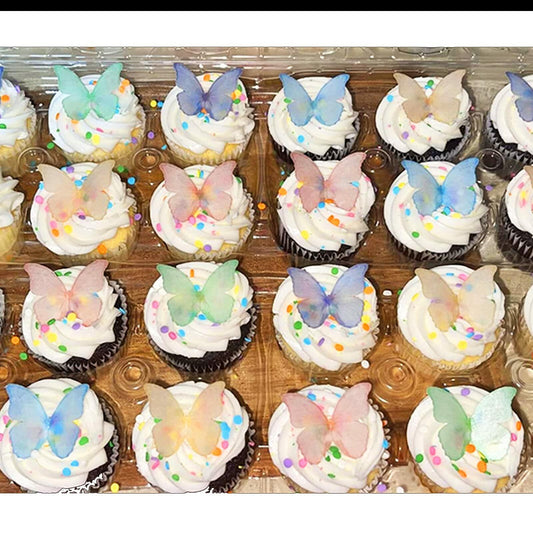 CHOCKACAKE Edible Butterflies Cake Toppers Set of 24 1.77in Multi-Color Paper