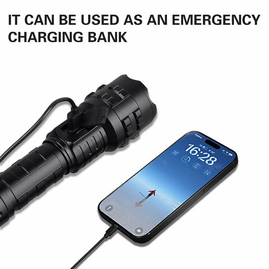 Wboxlizy Rechargeable Tactical Flashlight Waterproof Super Bright Black
