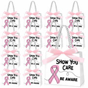Weekgrat 25 Pack Breast Cancer Awareness Gift Bags Pink Ribbon 5.51x2.36x4.72in
