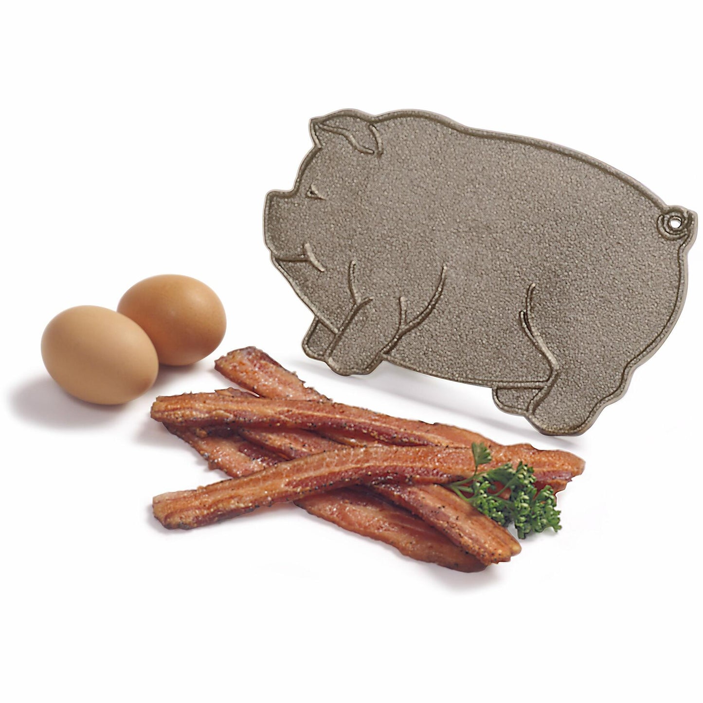Norpro Cast Iron Pig Shaped Bacon Press with Wood Handle 8.5in