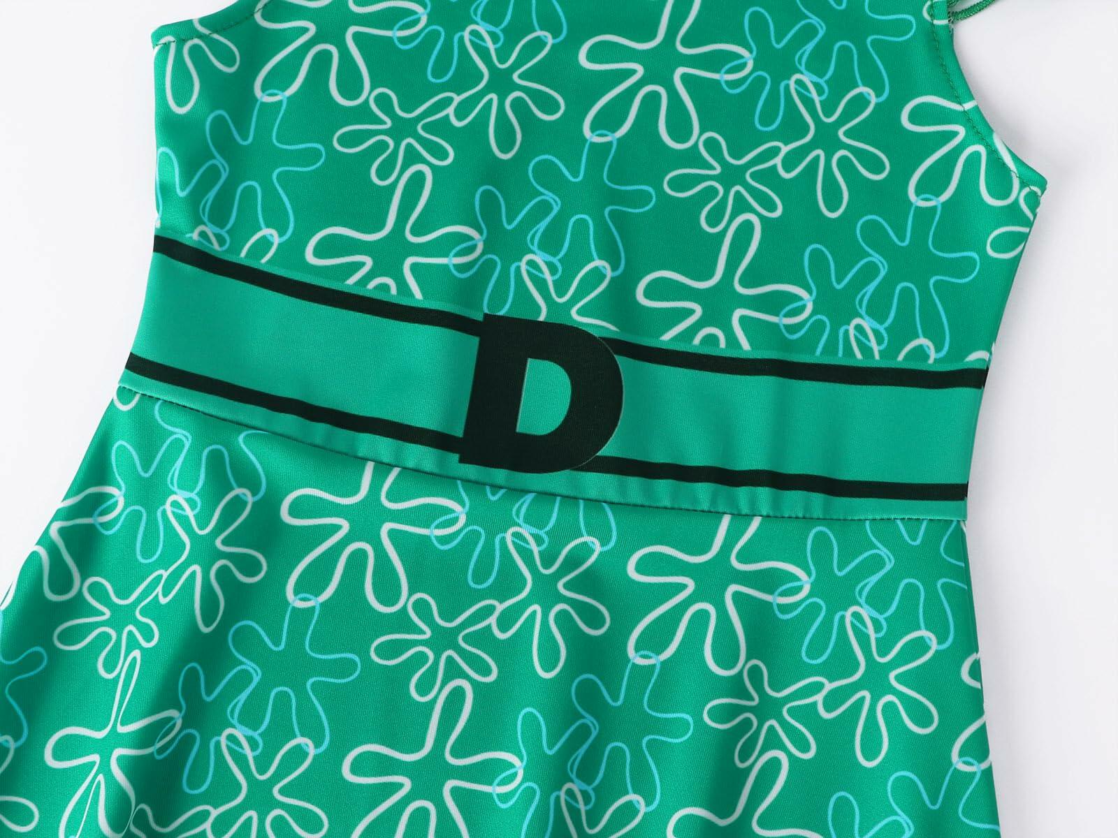 Akokvlar Girls Halloween Disgust Cartoon Dress Green Size 8-9 Years