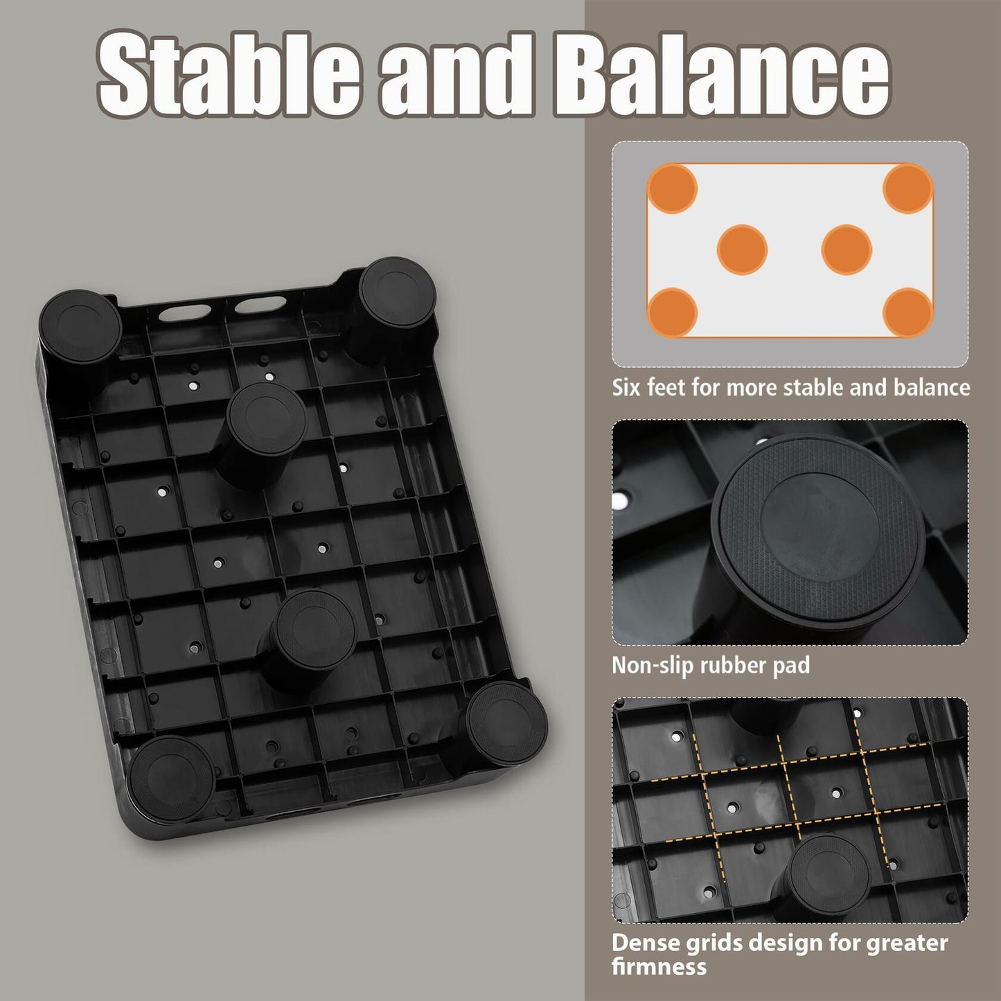 CHIKILLA Step Stool Non-Slip Portable Indoor Outdoor Black-Gray 3.4In