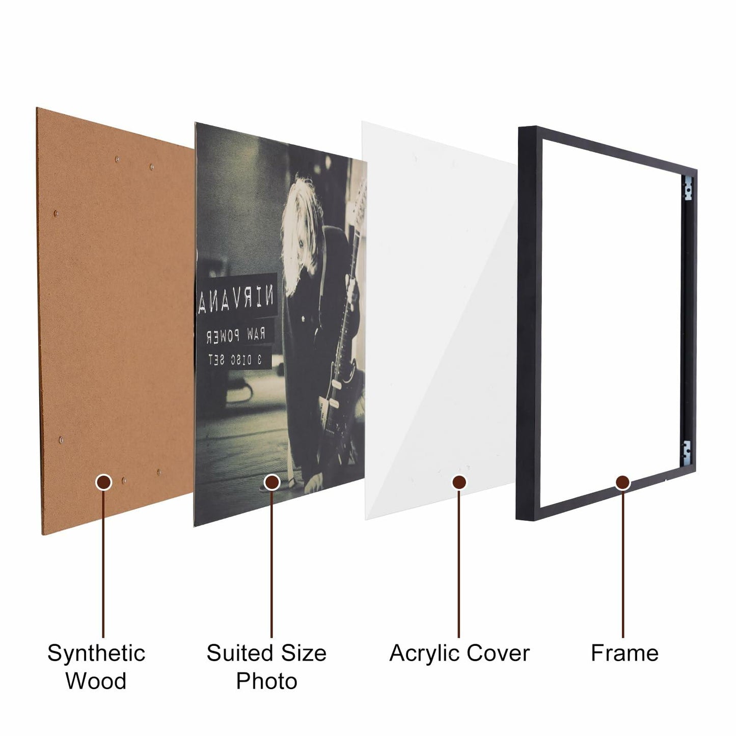 ZEDKEHO Vinyl Record Frame Aluminum 12.5x12.5 Black Wall Display LP Album
