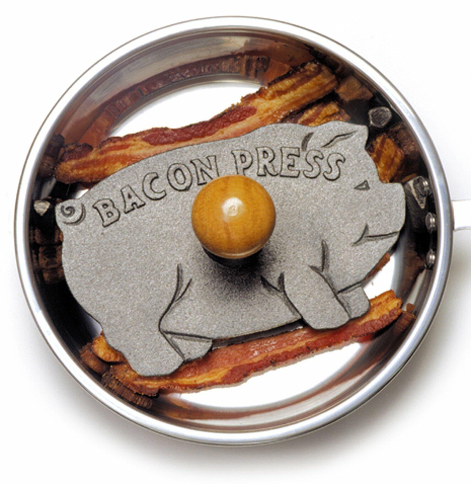 Norpro Cast Iron Pig Shaped Bacon Press with Wood Handle 8.5in
