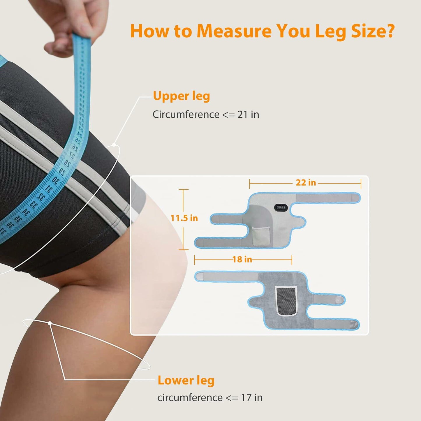 Feiorn Heated Knee Brace Wrap Adjustable Heat Vibration Massager Gray Size One