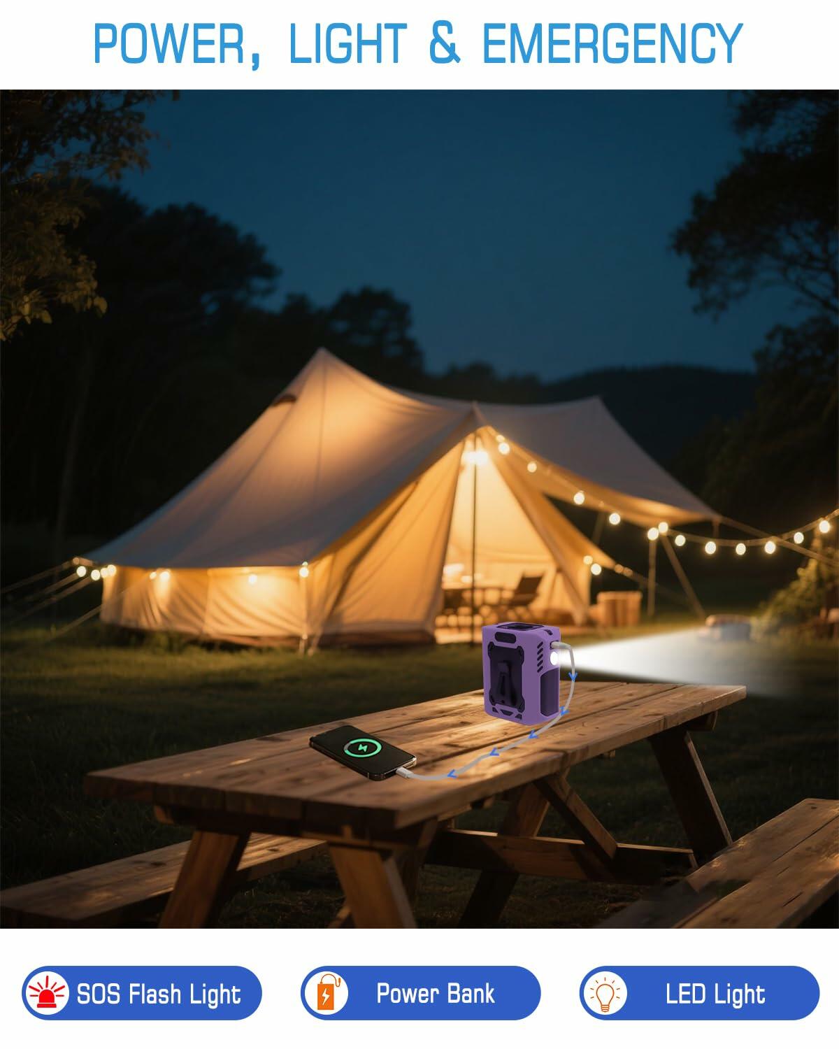 Quiwun Portable Waist Fan Clip On 8000mAh 5 Speeds Flashlight Orange