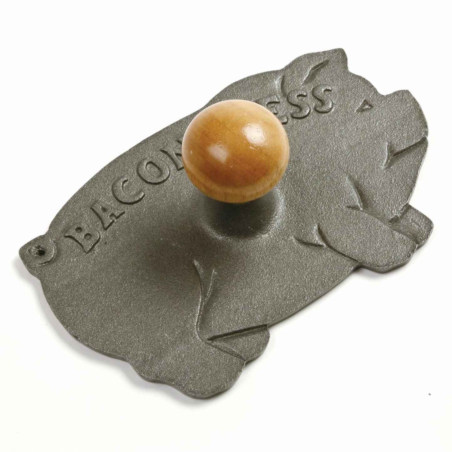 Norpro Cast Iron Pig Shaped Bacon Press with Wood Handle 8.5in
