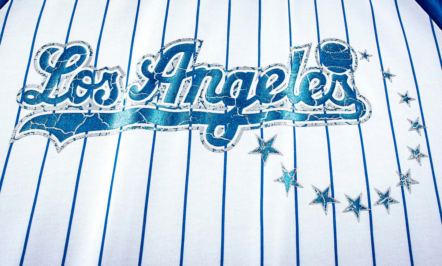 Fansamer Mens City Vintage Pinstripe Crew Neck Tee Shirt Blue White Size XL