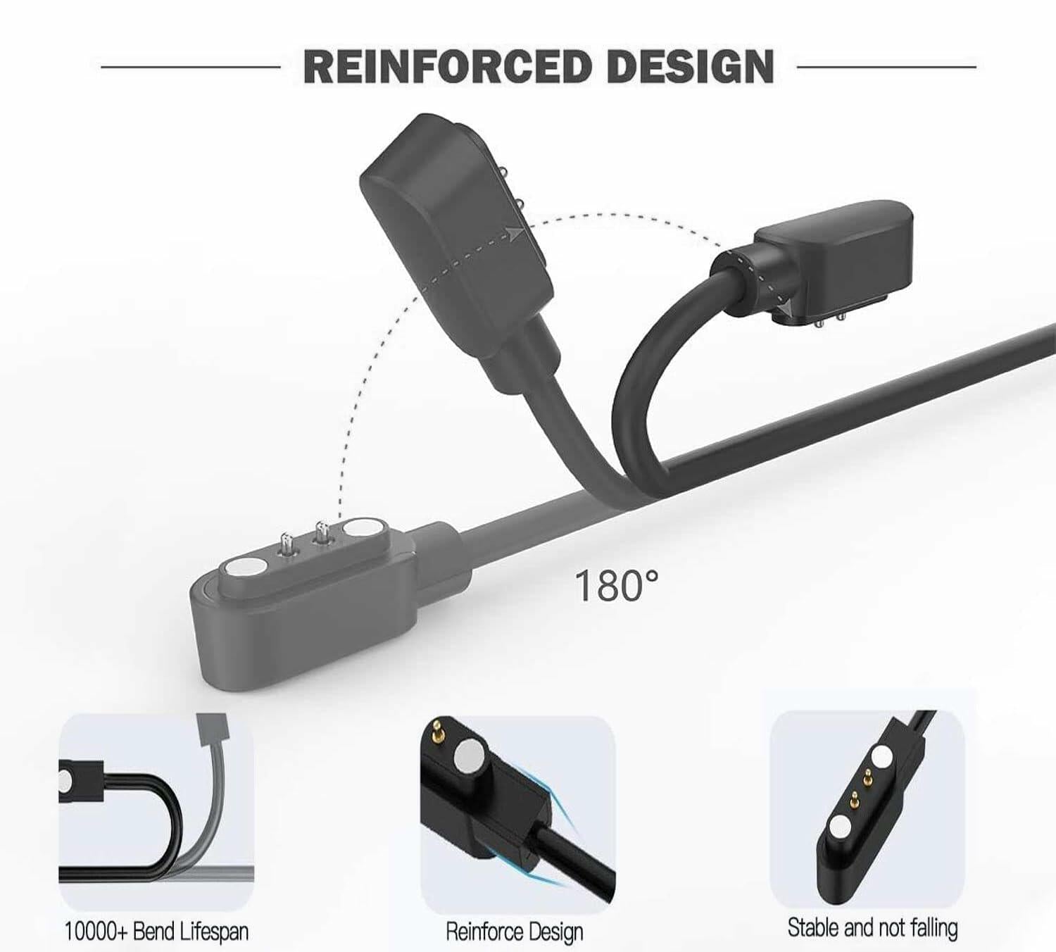 Msvueioe Jugeman P99 Smart Watch Charger USB Magnetic Cable 2FT 2 Pack Black